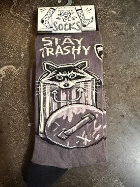 Primitives by Kathy Purple Raccoon 'Stay Trashy' Novelty Crew Socks